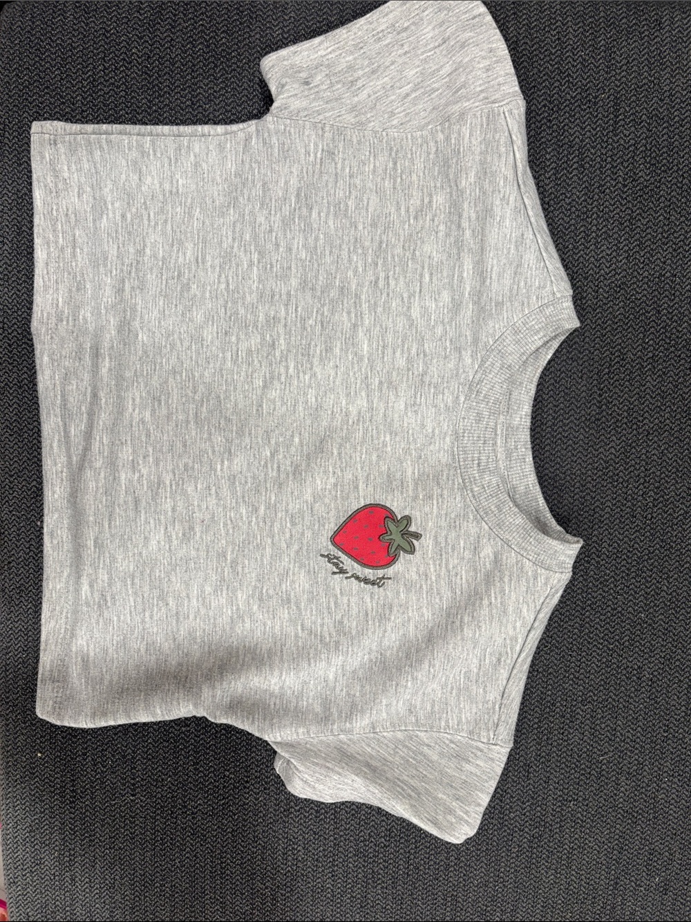Grey Kids T-Shirt with Red Strawberry Graphic